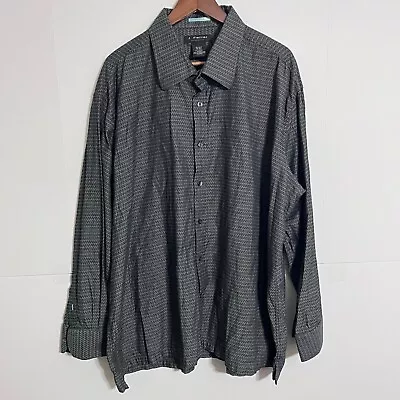 J Ferrar Mens Shirt Size 3XL Grey Striped Zig Zag Modern Fit Long Sleeve • $14.88