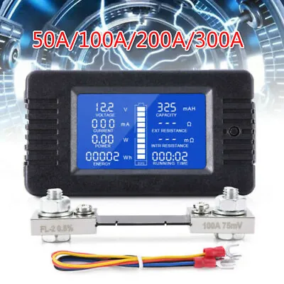 50-300A LCD Display DC Battery Monitor Meter 200V Voltmeter Amp For RV System • $29.98