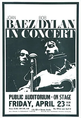 $14.50 • Buy Bob Dylan And Joan Baez 1965 Concert Poster Print
