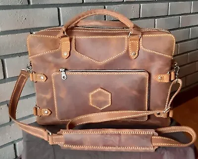 Handmade Genuine Vintage Leather Messenger Laptop Briefcase Satchel Brown Bag • $250