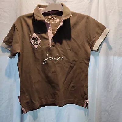 Joules Polo Style Number 3 Logo T Shirt 100% Cotton Brown/Pink - UK Size 14 • $13.07