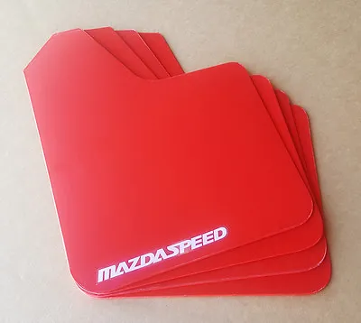 [SR] 04-16 Mazdaspeed 3 & Mazda 3 Mud Guard Flaps STARTER Set RED W/ Vinyl Logo • $27.90