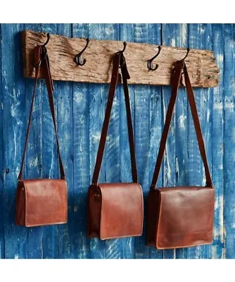 Men Women Genuine Vintage Brown Leather Messenger Shoulder Laptop Bag Briefcase • $44.70