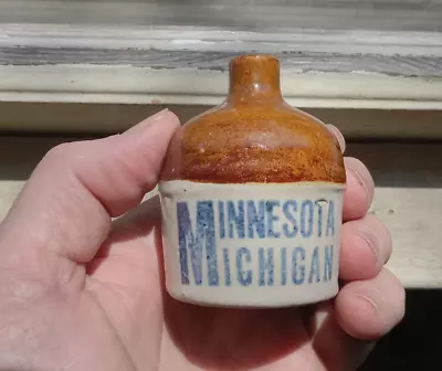 Minnesota Michigan College Football Rare Early 1900 Redwing Stoneware Mini Jug • $275