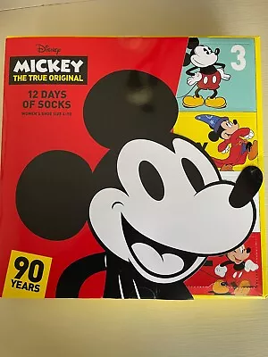 Disney Mickey Mouse The True Original 12 Days Of Socks WOMEN Size 4-10 AdventNIB • $22.40