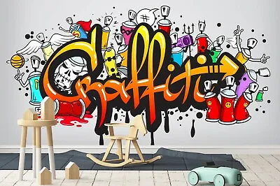 3D Cartoon Graffiti Wallpaper Wall Mural Removable Self-adhesive Sticker 111 • $349.99