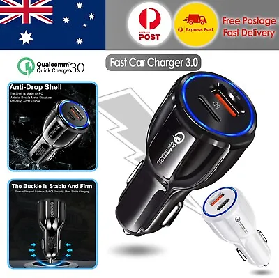 $8.89 • Buy DUAL Car Charger PD QC3.0 FAST Charge USB A + Type C Cigarette Lighter Adapter