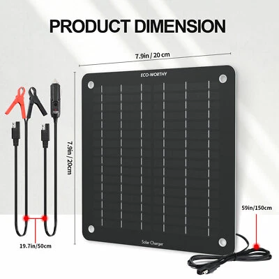 $39.99 • Buy 5W Solar Panel 12V  Trickle Battery Charger Kit Maintainer Marine Boat RV Car