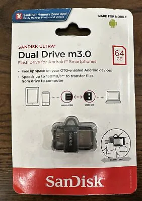 SanDisk - Ultra 64GB USB 3.0 Micro USB Flash Drive - Gray / Transparent • $9.95