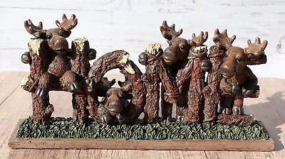 Rustic Western Forest Moose Family By Tree Logs HOME Sign Desktop Plaque • $30.99