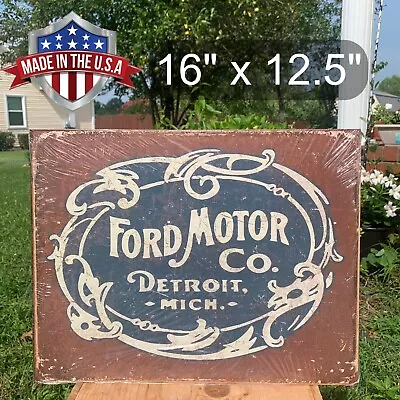 Vintage Ford Motor Company Detroit Metal Classic Sign Garage Historic Old Logo • $19.95