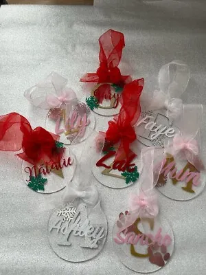 Personalised Name Christmas Tree Decorations Gifts Ornaments Xmas  • £3.40