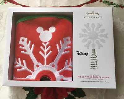 NEW Hallmark Christmas MINIATURE MICKEY MOUSE SNOWFLAKES  Tree Topper & SKIRT • $28.99