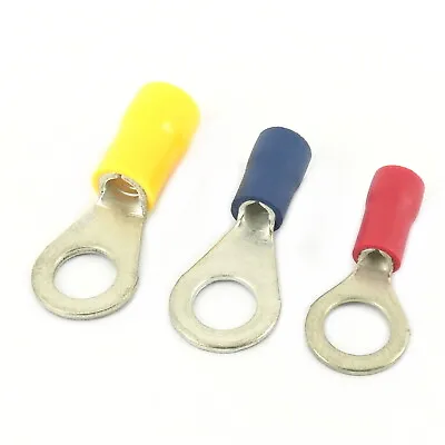 Insulated Ring Crimp Terminals Electrical Cable Connector Red Blue Yellow  • £3.48