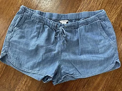 J. By J.Crew Women's Drawstring Waist 100% Cotton Chambray Shorts Blue M Medium • $5.89