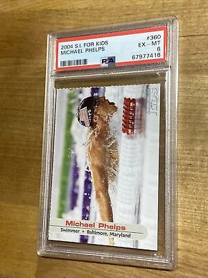MICHAEL PHELPS ROOKIE 2004 Sports Illustrated For Kids USA Swimmingly RC PSA 6 • $350