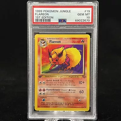$249 • Buy Flareon #19 1st Edition Jungle 1999 Pokémon PSA 10 🔥