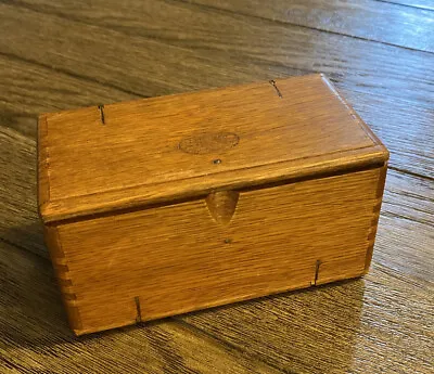 (S) VTG Primitive Oak Wood Collapsible Sewing Box Patent Feb. 12 1889 Dovetail • £27.95