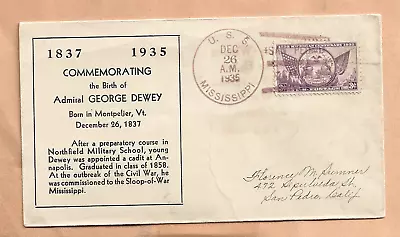 U.s.s. Mississippi Dec 261935 Birth George Dewey   Naval Cover • $4.50