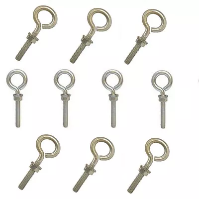 10 Pcs Marine Stainless Steel 5/16'' X 2'' Turned Eye Bolt Fully Threaded  Nut • $30.99