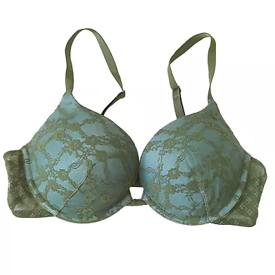 Victoria's Secret Womens Padded Push Up Underwire Green Mermaid Lace Bra 36C • $28