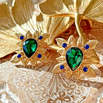 Brand NEW Vintage European Gold Plated Resin/Rhinestone Earring Silver Post • $28