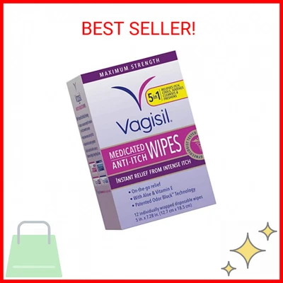 $6.84 • Buy Vagisil Anti-Itch Medicated Feminine Intimate Wipes For Women, Maximum Strength,