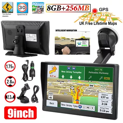 9  8GB Sat Nav Car Truck Lorry GPS Navigation Touch Screen Free Lifetime UK Maps • £66