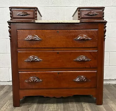 Antique Victorian Eastlake Marble Inlay Gentleman's Dresser Commode • $1149