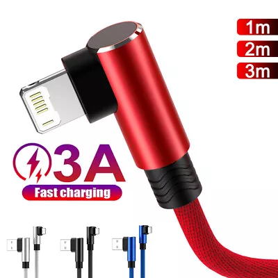 $3.66 • Buy 90° Fast Charging Charger Data Lead USB Cable For IPhone 8 7 XS 11 12 13 14 Cord
