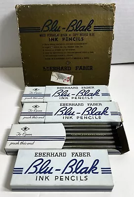 Vintage Eberhard Faber Blu-Blak Noblet Indelible Pencils Lot Of 3 Boxes 740 Hard • $75