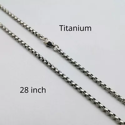 Pure Titanium Box Chain Necklace 3mm Men Unisex NO Allergic Skin Care Health 28  • $33.59