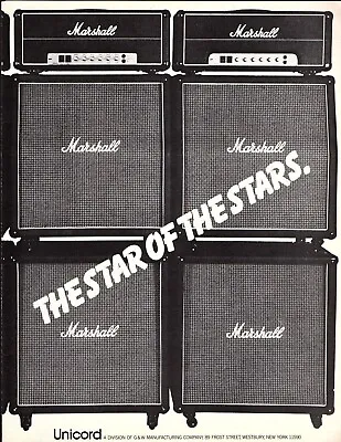 Vtg 70s MARSHALL FULL STACK MAGAZINE PRINT AD Guitar Amp Head Cabinet Pinup Page • $9.99