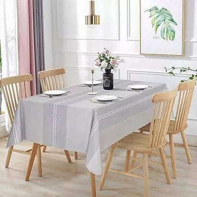  100% Waterproof Rectangle PVC Tablecloth Vinyl Table Cloth 60X84IN Light Grey • $33.17