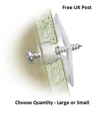 Plasterboard Fixings Cavity Hollow Wall  Anchor Plugs & Screws Poly Toggles • £5.40
