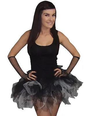 £13.39 • Buy Black White Tutu Skirt 4 Layer Sparkle Halloween Party 80s Fancy Dress Plus Size