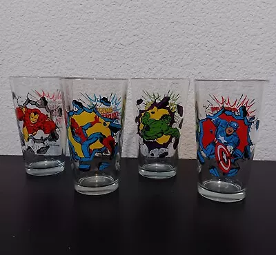 Marvel Avengers 16 Oz Pint Glass Set Used Great Condition. Retro Comic Style  • $35