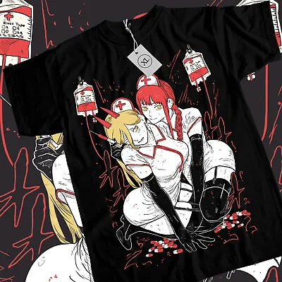 MAKIMA POWER T-Shirt Japanese Anime Manga Chainsaw Man Denji Power Black Shirt • $19.20