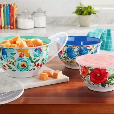 New Pioneer Woman Delaney Melamine Bowl Set - 6 Piece - Floral Nesting • £48.25