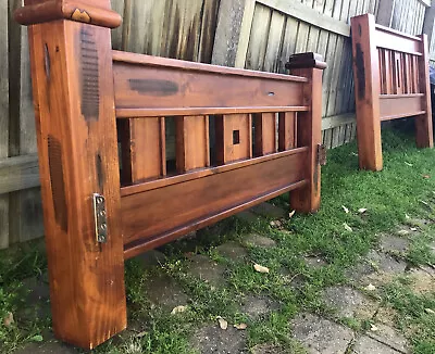 $15 • Buy Mulford Solid Pine Timber Bed Frame Headboard And Footboard Set, Queen Size