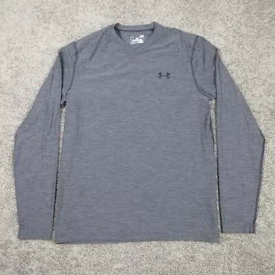 Under Armour Shirt Mens Large Gray Heather V-Neck Cold Gear Fitted Logo Sports • $19.99