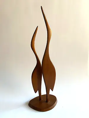 American Studio Walnut Sculpture Birds 15  Mid Century Osolnik E Milan Era • $120