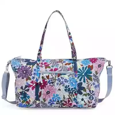 Vera Bradley Deluxe Travel Tote Bengal Lily Gym CarryOn Duffel Bag FREE Keychain • $71.24