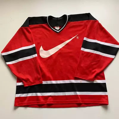 Vintage 90s Nike Big Swoosh Hockey Jersey #47 • $59.95