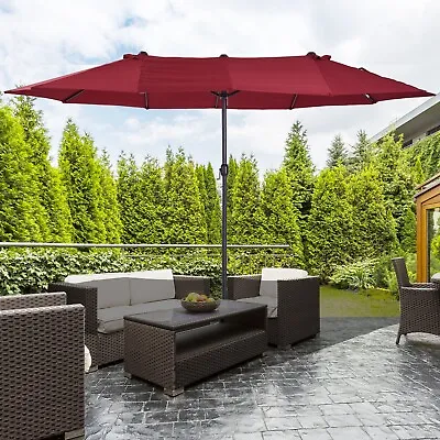 4.6M Garden Parasol Double-Sided Sun Umbrella Shelter Garden Patio  - Wine Red • £99.43