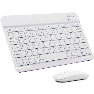 10  Mini Slim Bluetooth Wireless Keyboard And Mouse Set Mat For IPad Windows  • $19.56