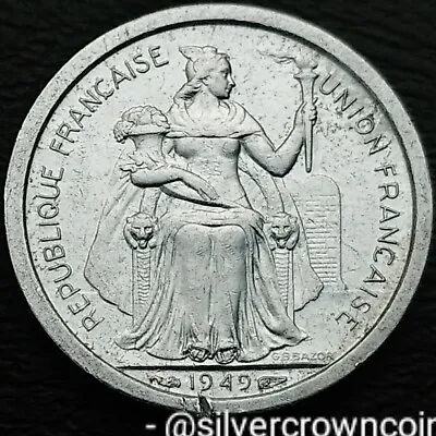 French Oceania Polynesia 1 Franc 1949. KM#2. One Dollar Coin. 1 Year Issue.  • $3.65