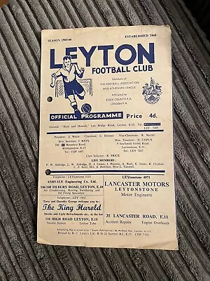 1965 Leyton V Walton & Hersham Athenian Senior Section Non League Programme • £3