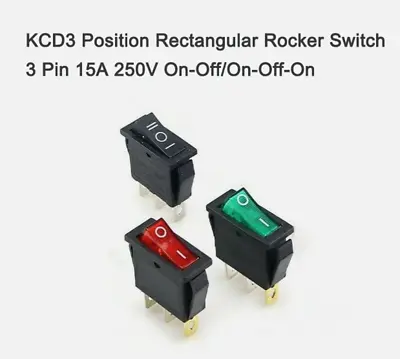 1pcs KCD3 Position Rectangular Rocker Switch 3 Pin 15A 250V On-Off/On-Off-On • $2.27