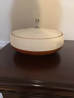 Vintage Mid Mod Style White And Brown Serving Dish By Vacron Bopp Decker Plastic • $12.99